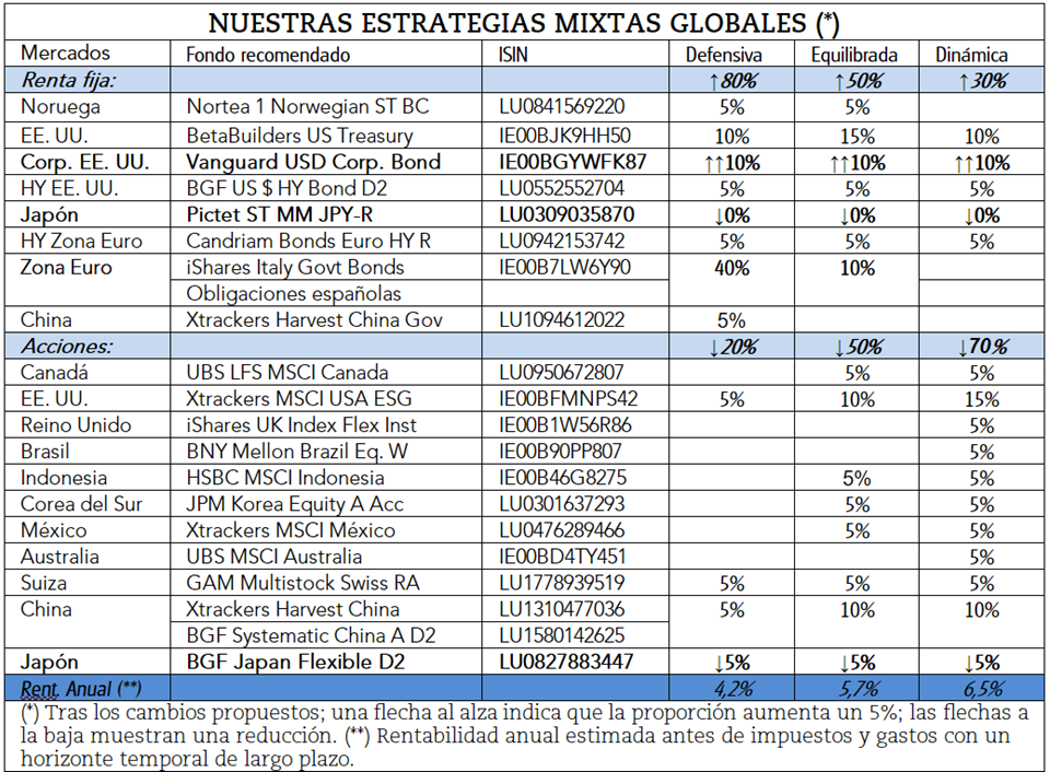 Vea los últimos cambios propuestos en nuestras estrategias mixtas globales.